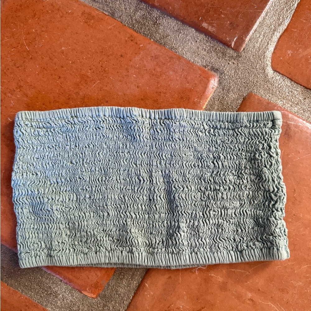 Green Smocked Tube Top